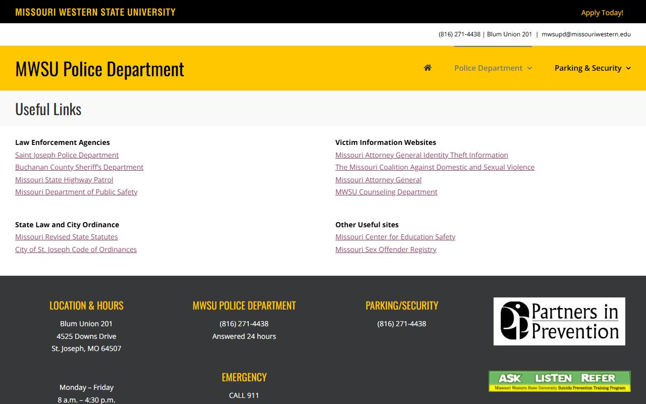 Missouri Western State University St. Joseph sex offender registry links
