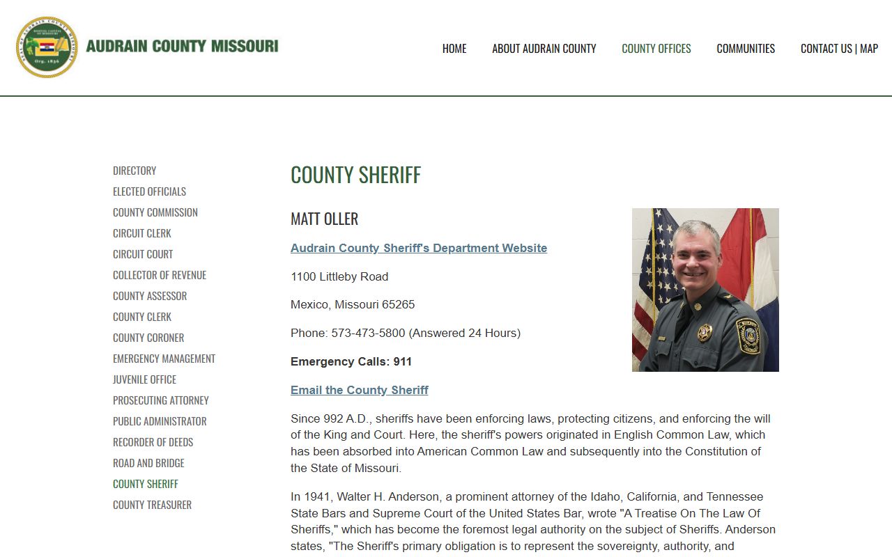 Audrain County Missouri sheriff's office sex offender registry
