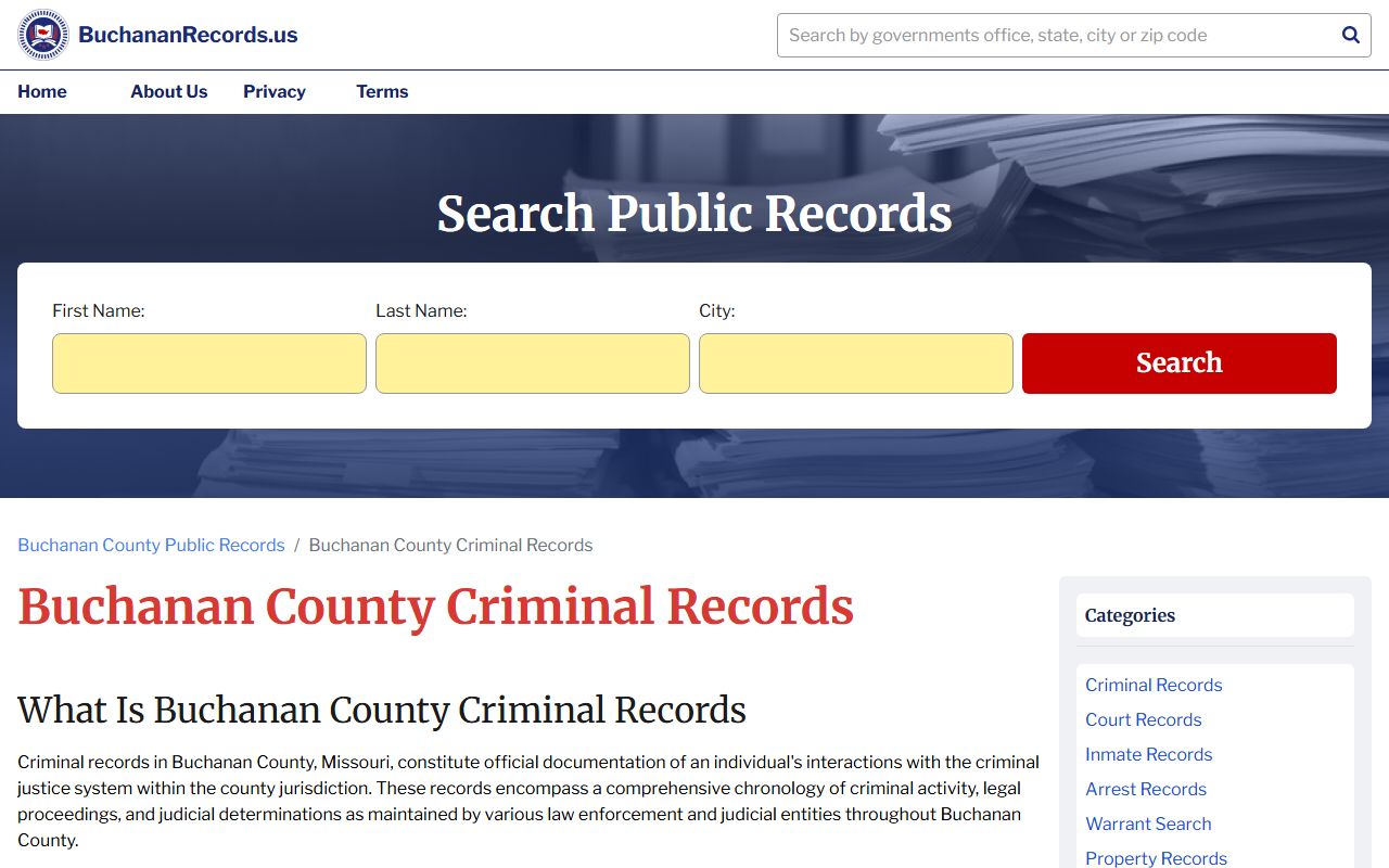 Buchanan County Missouri criminal records search for sex offenders