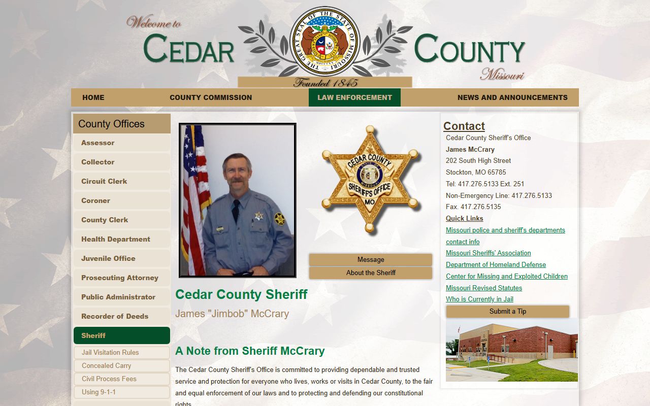 Cedar County Missouri sheriff sex offender registry information