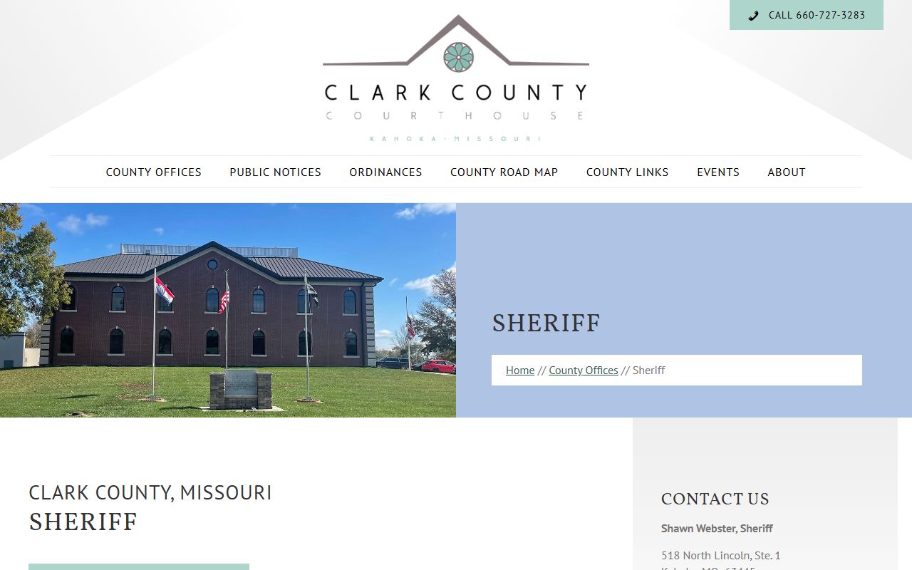Clark County Missouri Sheriff page for sex offender registry info