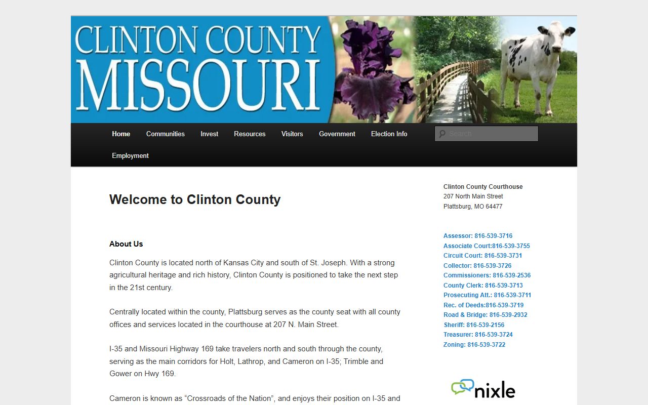 Clinton County Missouri government page for sex offender info