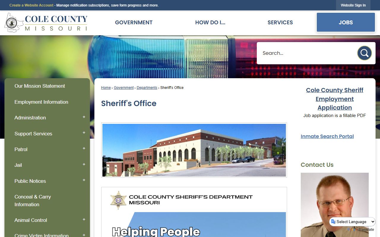 Cole County Missouri Sheriff's Office sex offender registry page