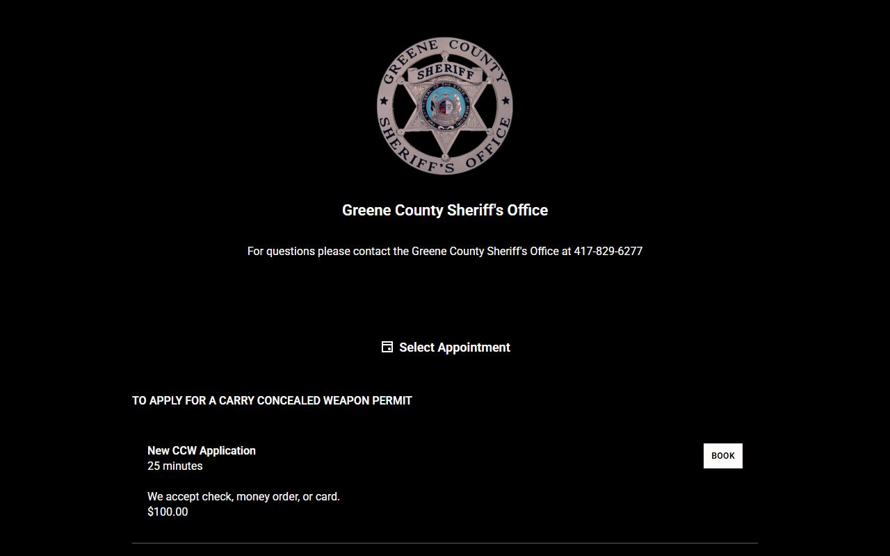 Greene County Missouri sex offender registration appointment system