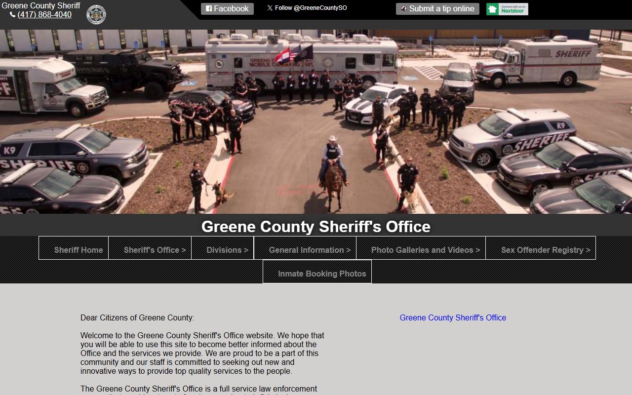 Greene County Missouri Sheriff's Office sex offender registry page