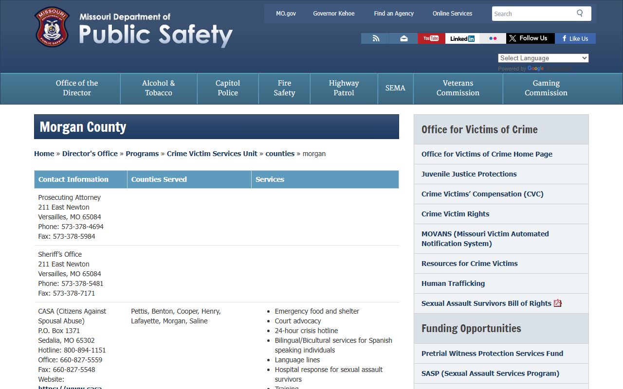 Morgan County Missouri DPS sex offender registry page