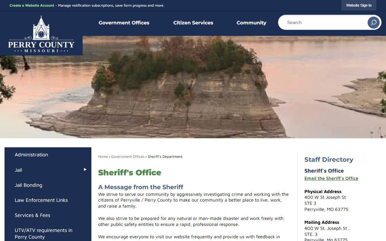 Perry County Missouri sheriff's department sex offender information